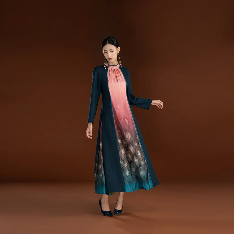 JIXIANGYIJIA/吉祥衣家凤步轻扬连衣裙中国风香云纱943237107