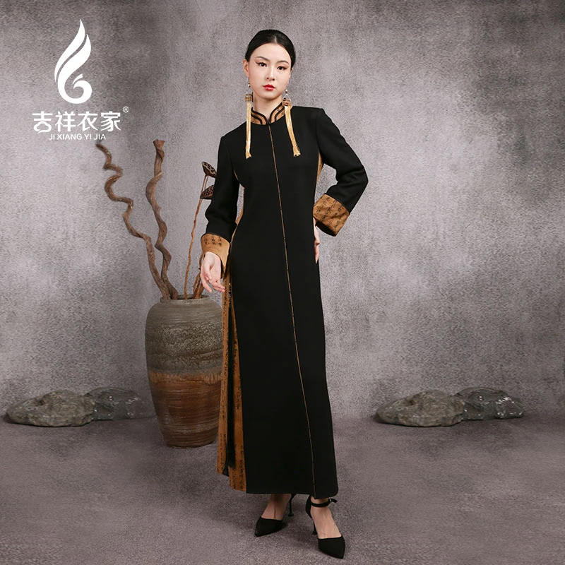 JIXIANGYIJIA/吉祥衣家游云惊龙 连衣裙新中式国风女装923233044