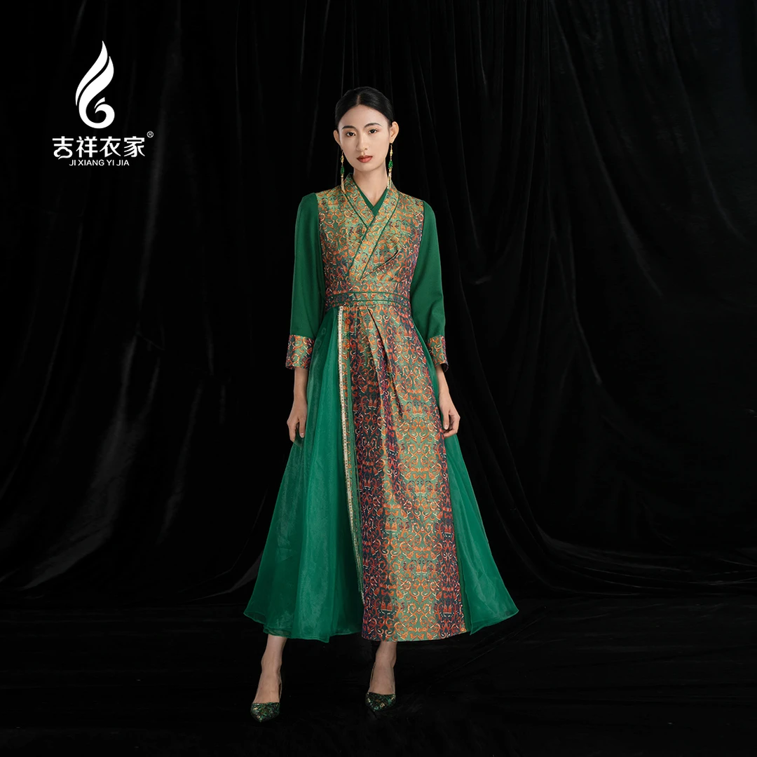 JIXIANGYIJIA/吉祥衣家龙凤共舞新中式连衣裙复古显瘦943237173