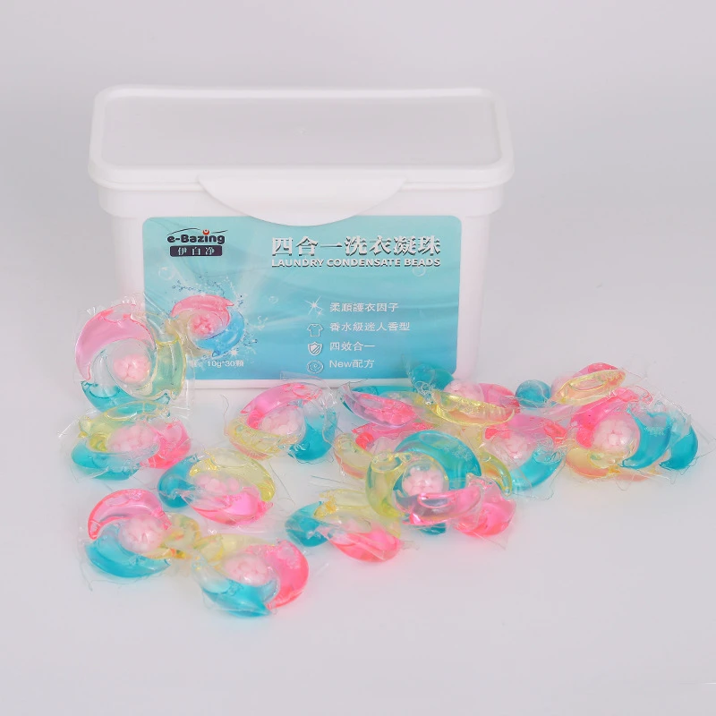 四合一洗衣凝珠深层洁净强力去污柔顺除螨持久留香浓缩白净家庭装