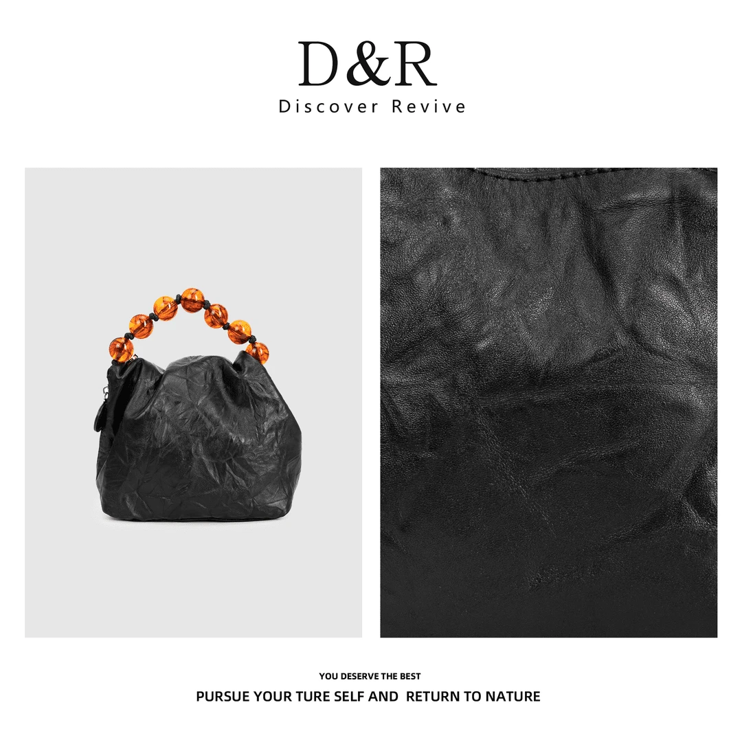 Discover Revive新款新中式气质时尚百搭手提包包E79-黑色