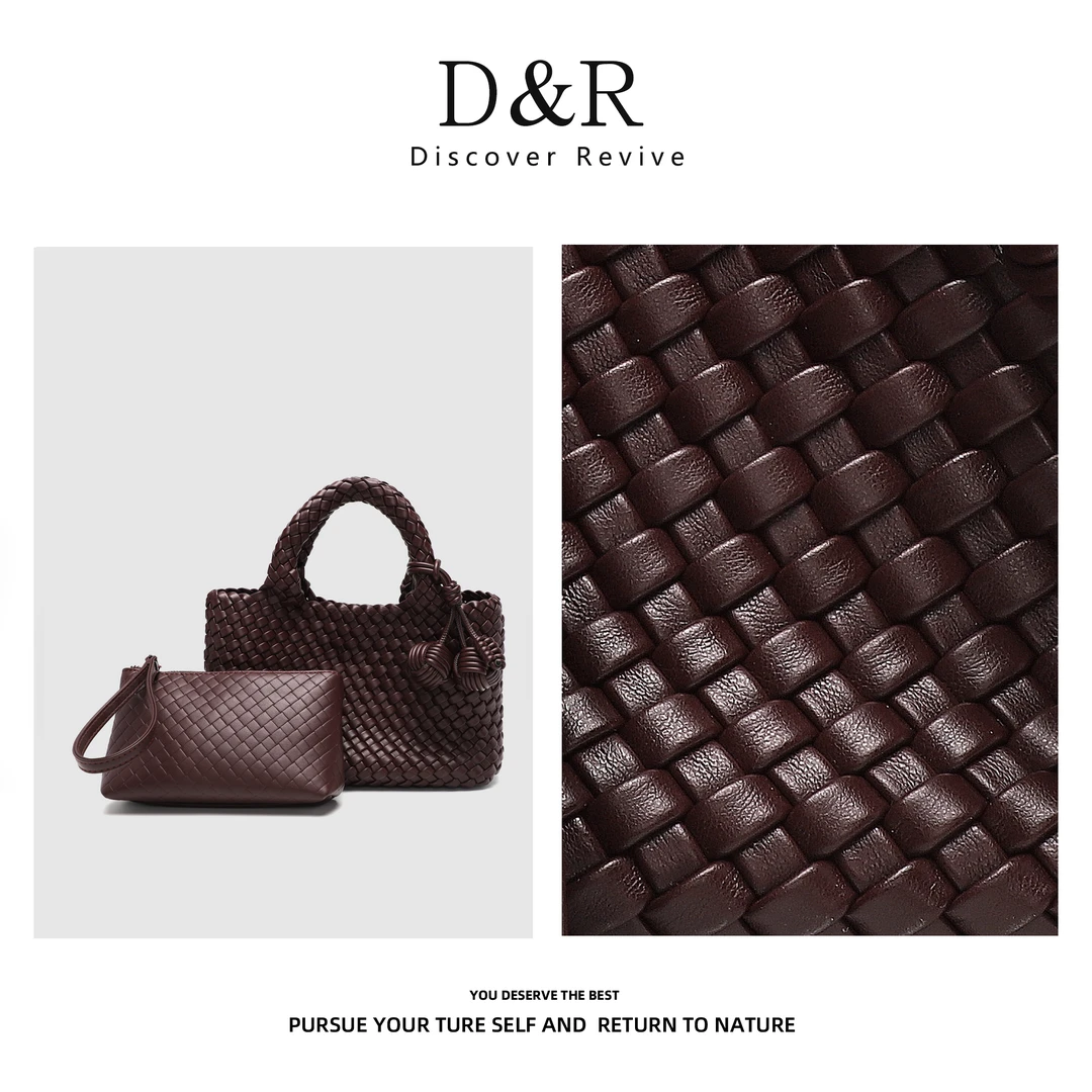 Discover Revive 新款时尚单肩斜挎手工编织包包E516-特调红