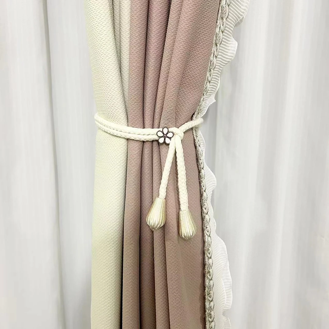 现代简约窗帘绑带轻奢收拢带可调节纱帘捆绑扎束带木珠包丝绑带