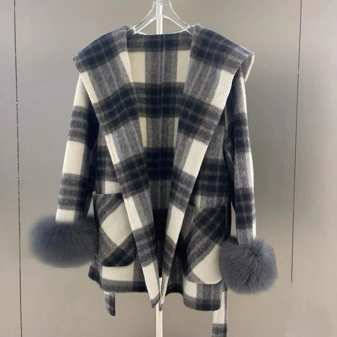 【JINYU】秋冬新款韩系双面大衣女INS毛袖口