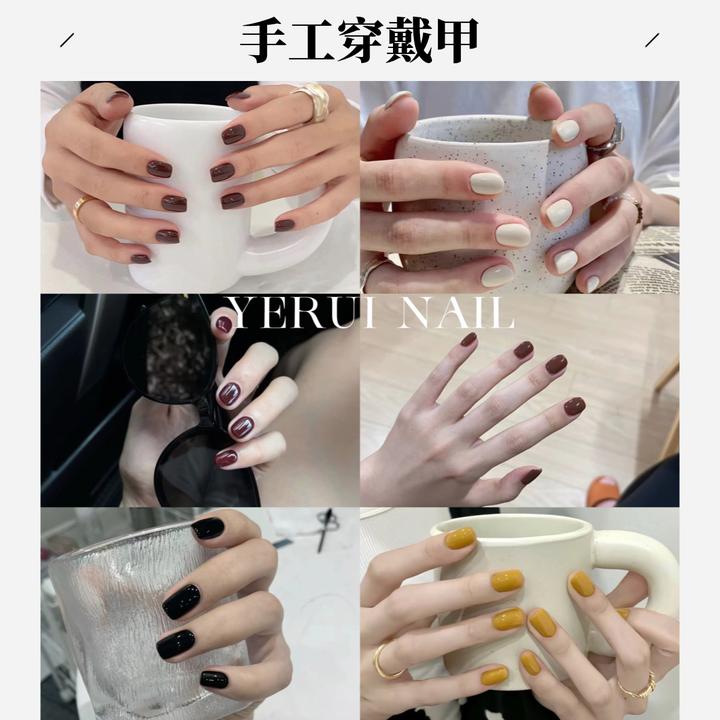 YR【单色】光疗美甲手工短款穿戴甲高级感简约手绘美甲穿戴美甲甲片