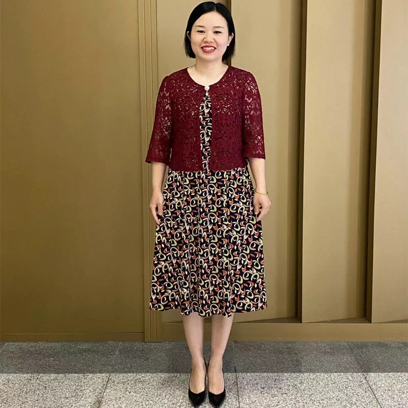 夏季新款披肩拼接碎花假两件洋气中长款连衣裙