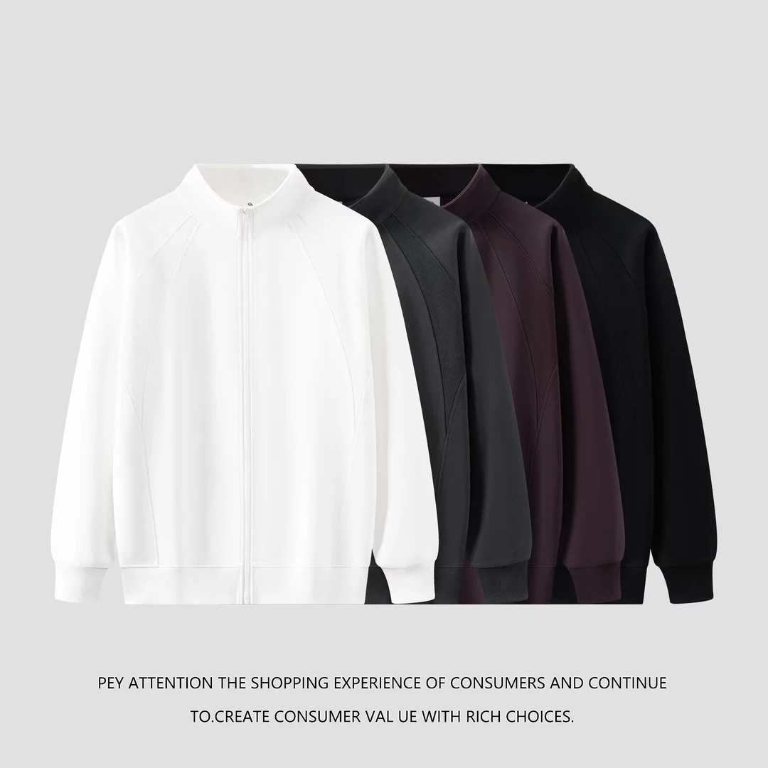 秋季新款纯色休闲简约立领开衫夹克长袖外套男