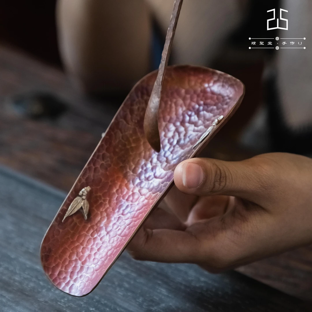 手工铜茶则茶拨套装全手工古风茶垫高端精致煮茶茶道配件茶铲茶匙