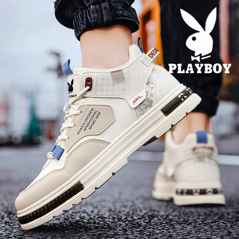 PLAYBOY马丁靴男款2024秋春夏潮流英伦短靴软皮沙漠登山工装男靴