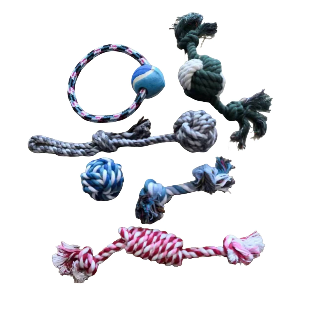 【棉绳宠物玩具批发】小型犬6件套颜色随机