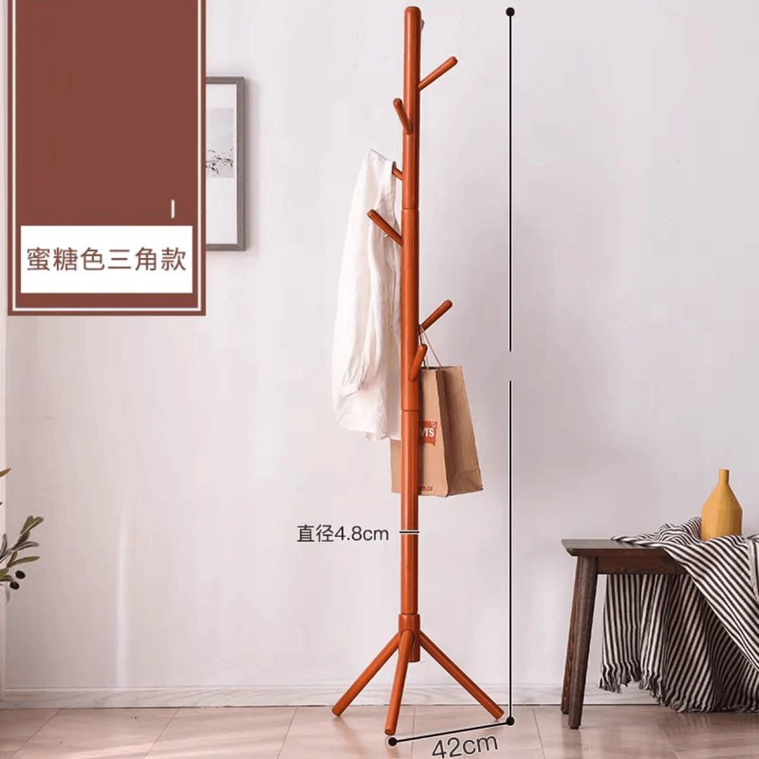 实木衣帽架落地卧室内置物客厅挂衣服架子日用工具