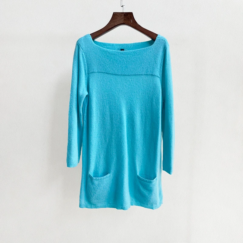 清仓款开播浮力 时尚休闲宽松口袋舒适套头纯色羊绒毛衣