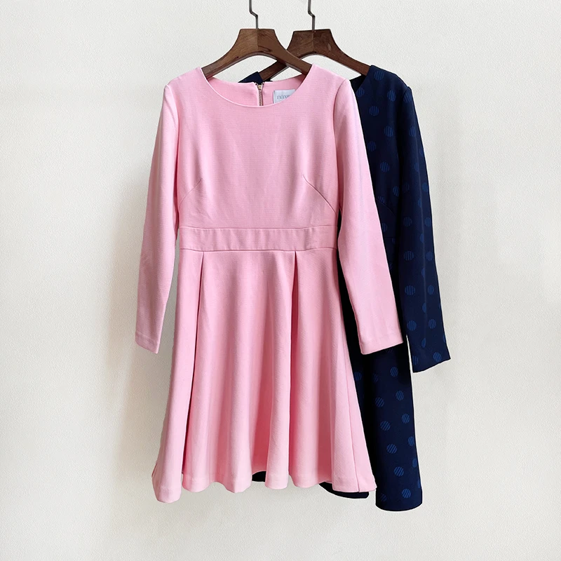 清仓款  早春款修身时尚显瘦纯色气质长袖圆领（k家连衣裙）