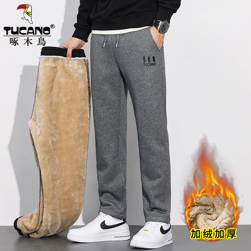 啄木鸟羊羔绒秋冬新款休闲裤男长裤百搭裤子卫裤男加绒加厚 2395