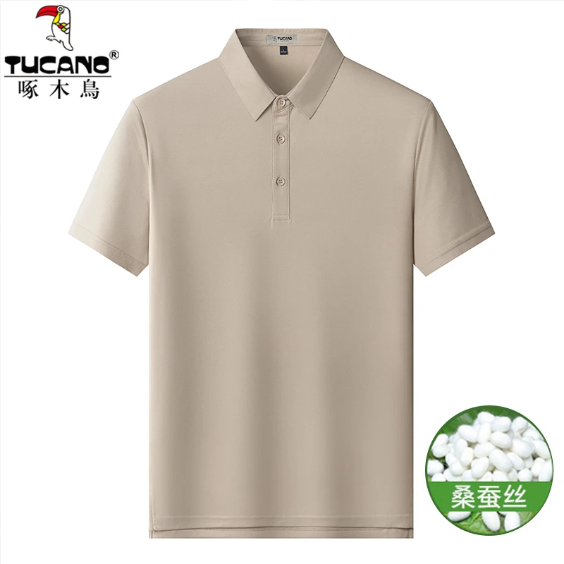 TUCANO/啄木鳥桑蚕丝舒适透气夏季短袖T恤男商务休闲Polo衫2436