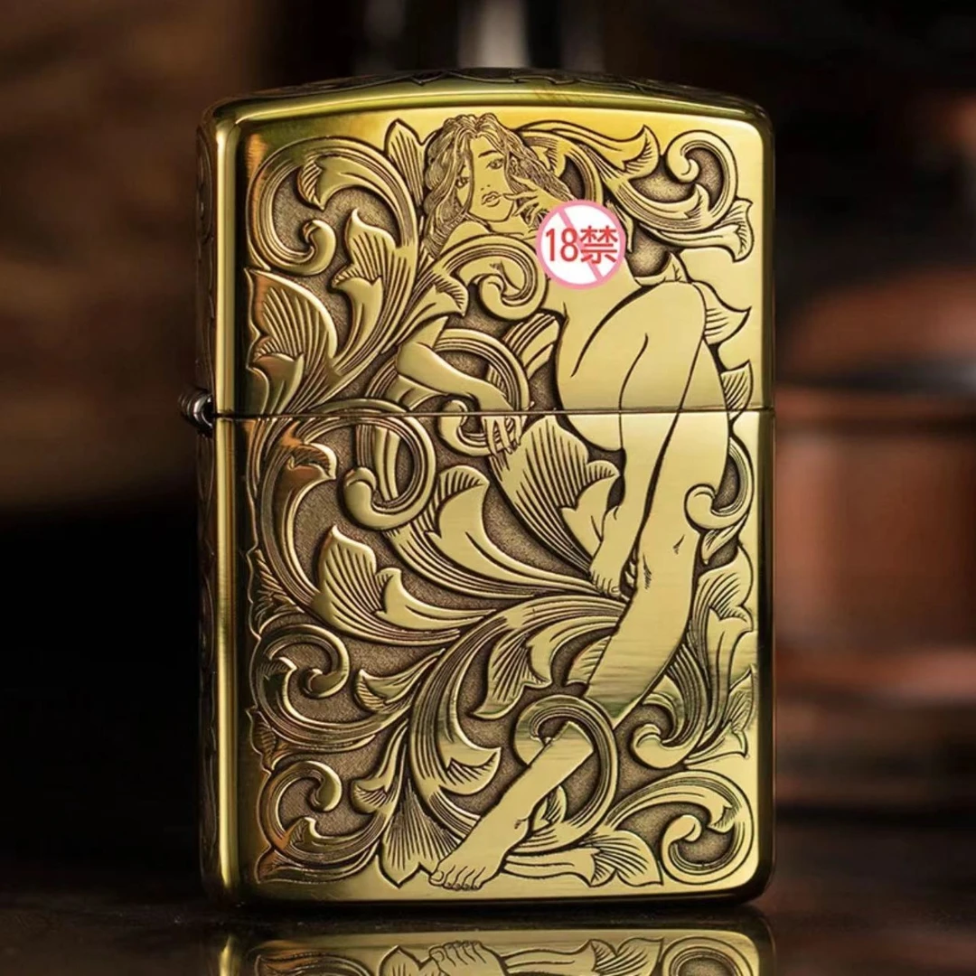 ZIPPO/之宝【唐草仙子】五面雕刻 黄铜盔甲 防风打火机DYX1H1F1