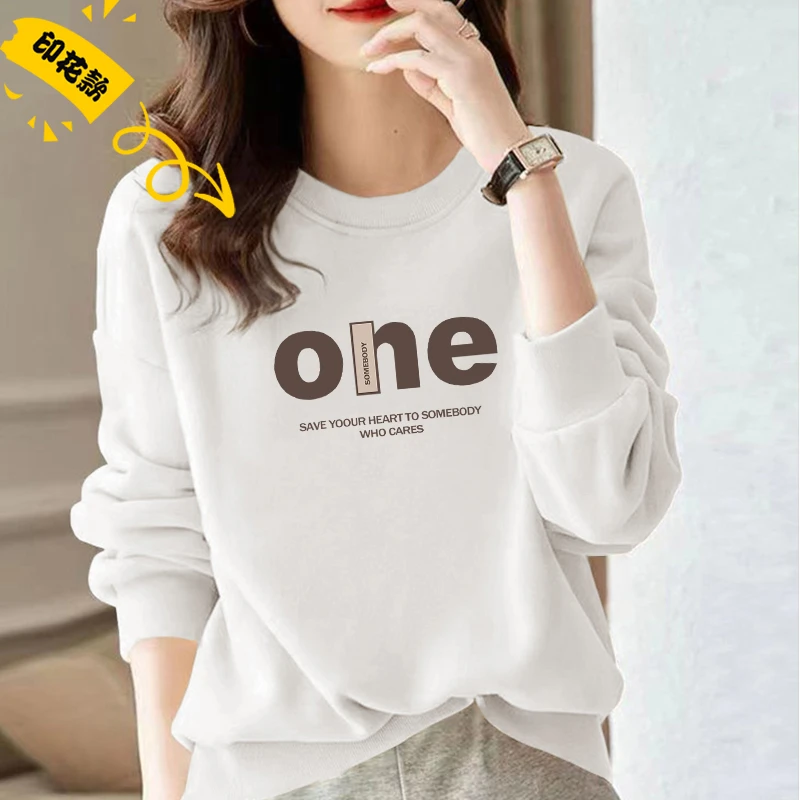 2024新款秋季圆领卫衣INS印花情侣装卫衣时尚休闲卫衣1-英文one
