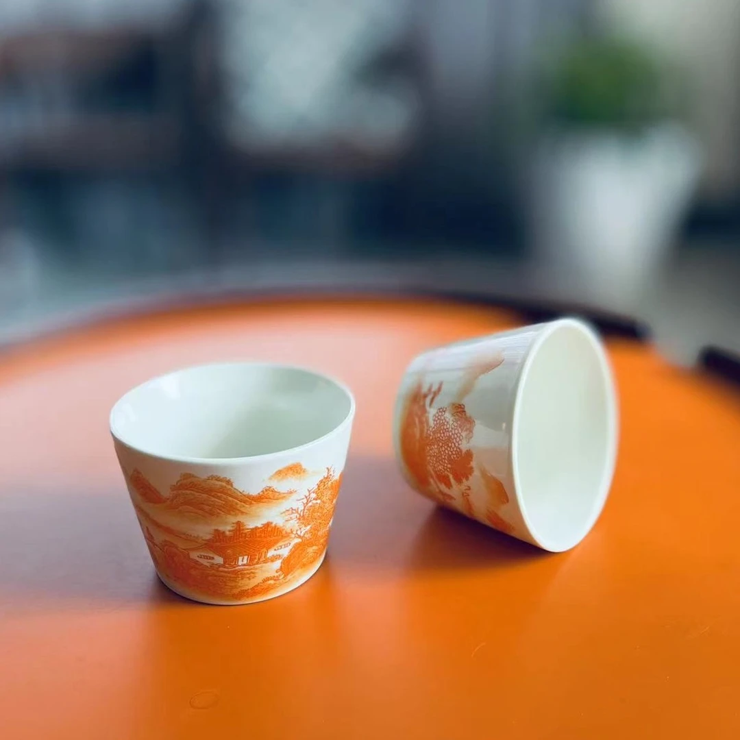 伍家坊矾红主人杯对杯陶瓷个人杯品茗杯茶杯老陶泥粗陶大号主人杯