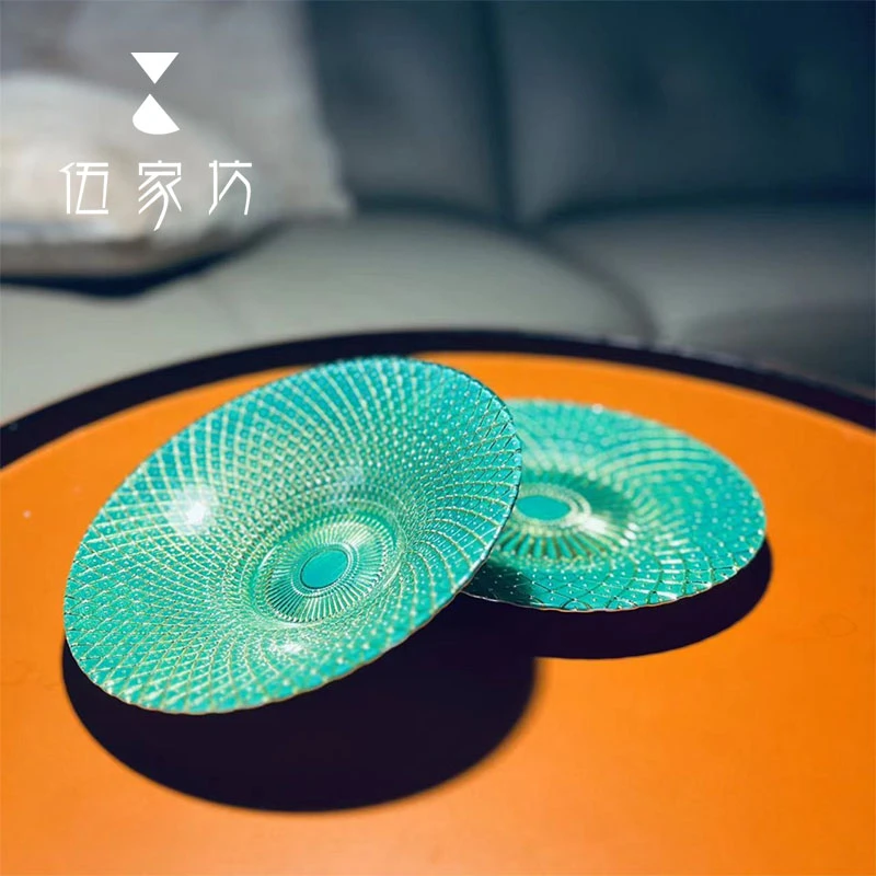 伍家坊金线鳞甲碗盘水晶玻璃餐具家用餐桌防烫隔热沙拉碗点心盘