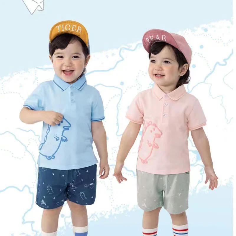 男童短袖t恤夏款POLO衫儿童薄款休闲T恤女童翻领上衣宝宝夏装爆款