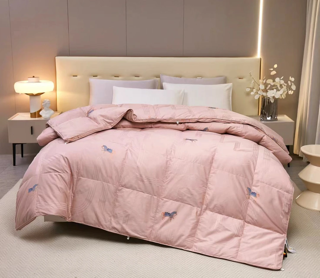 大鱼家纺纯棉提花酒店刺绣羽绒被被子被芯加厚