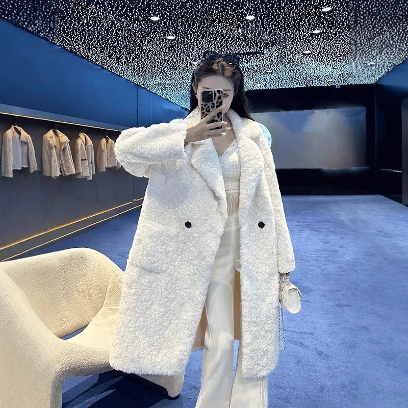 2024新款时尚百搭原创设计师新款女士休闲外套含绵羊毛大衣33283#