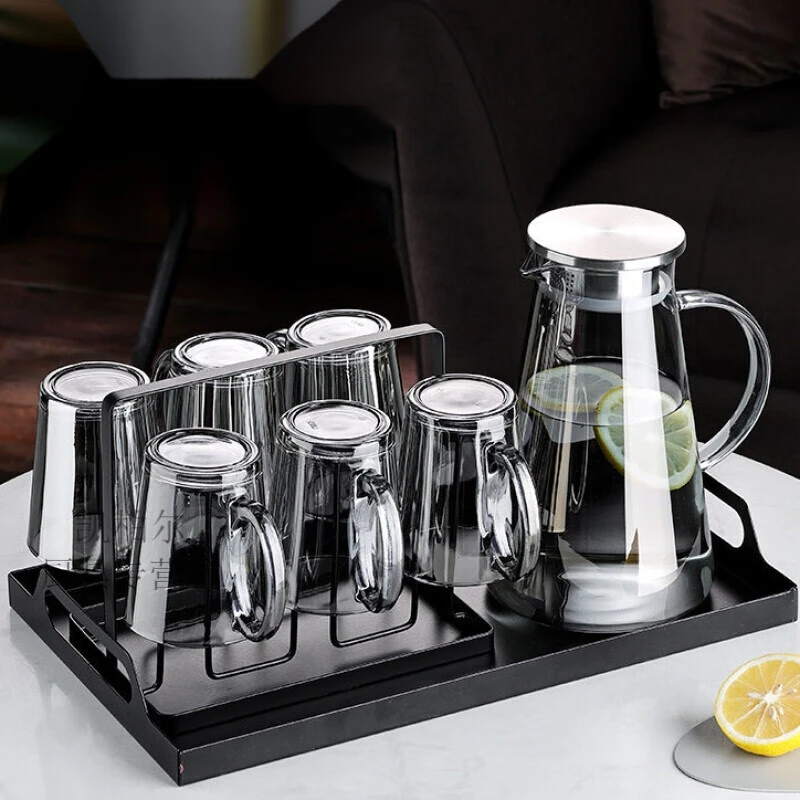 客厅玻璃喝水杯家用待客带把手透明泡茶杯绿茶杯子