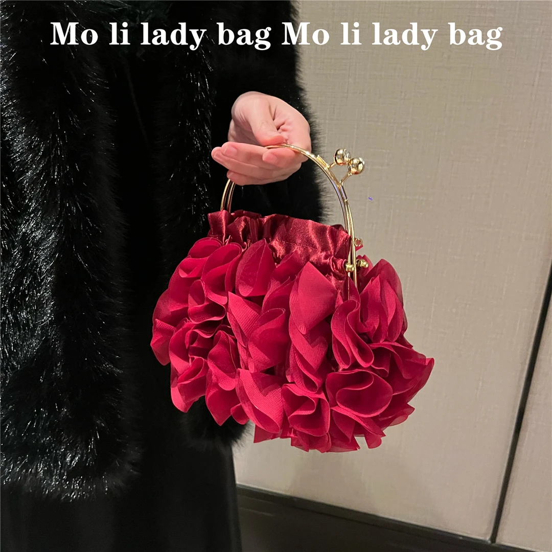 仙女花朵小包包女晚宴礼服手提包复古宴会配旗袍的包古风汉服拎包