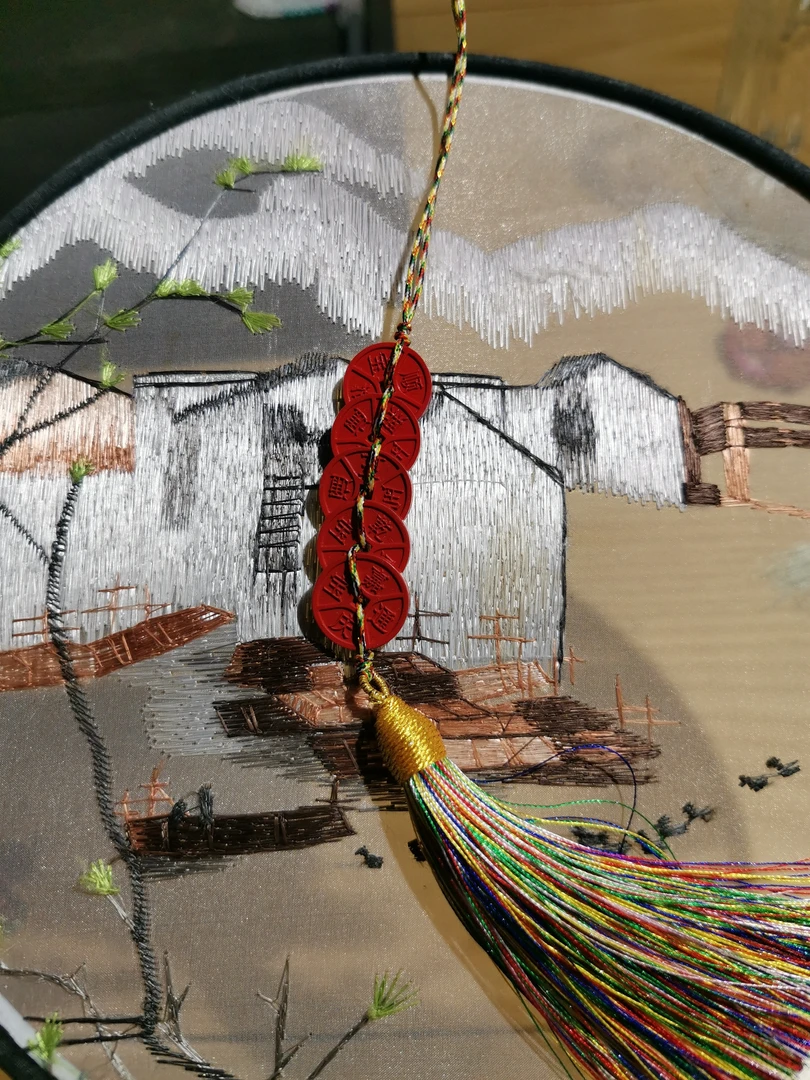 辰砂（处理）高含量红砂水飞砂五帝钱手机挂带流苏