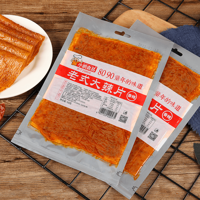 小鹏老式平江大辣片8090后儿时童年怀旧零食即食手撕豆皮网红休闲