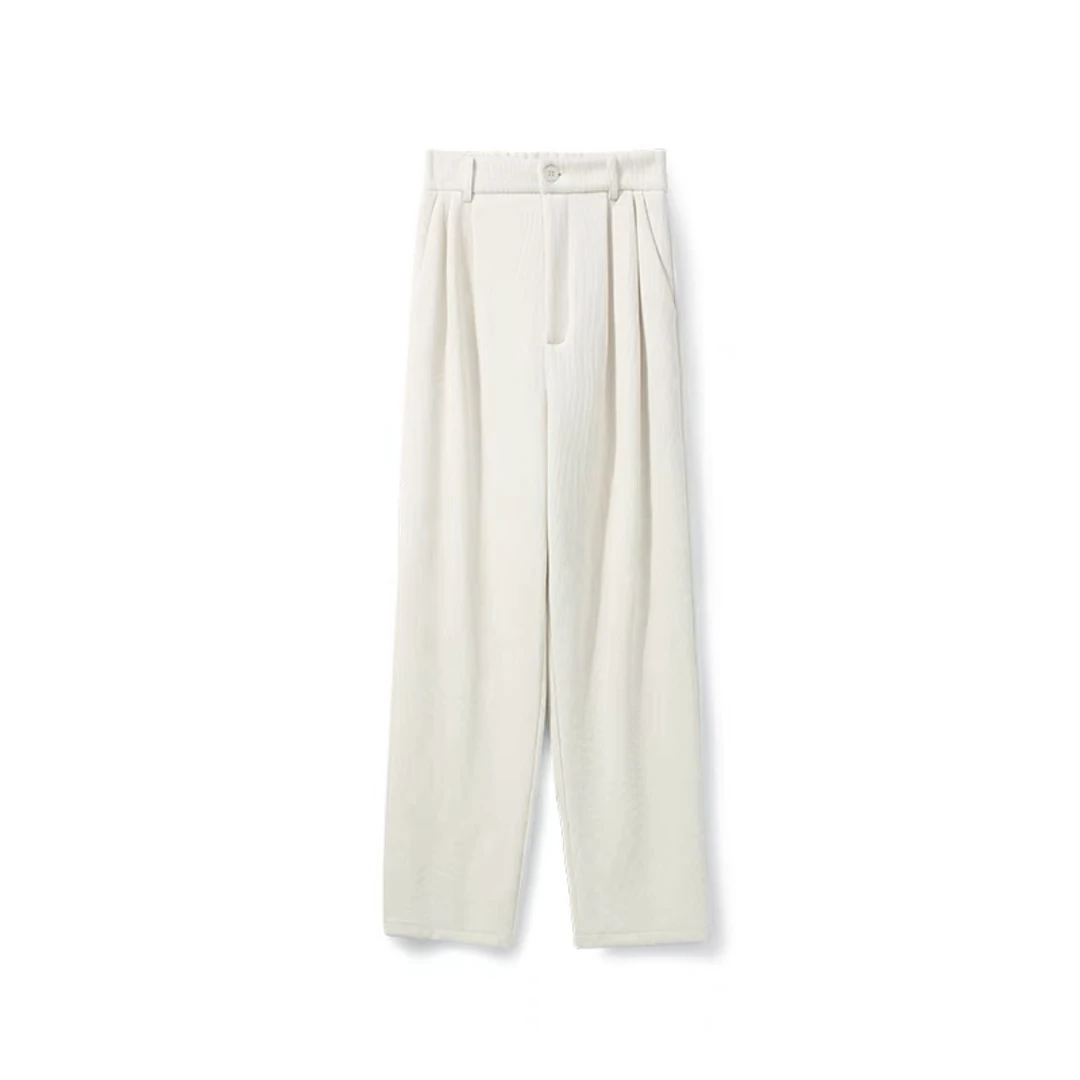 【CiCi季末折扣】加绒休闲裤女2023秋冬纯色宽松高腰显瘦直筒阔腿裤