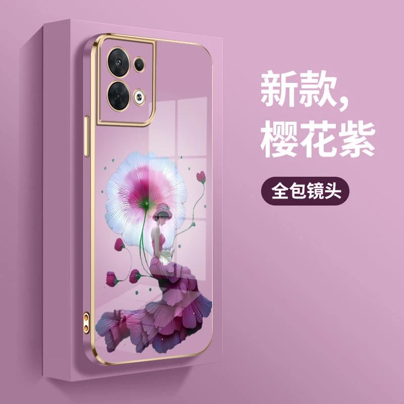 适用opporeno8手机保护壳oopr8新款直边电镀软壳PGBM10网红男女op