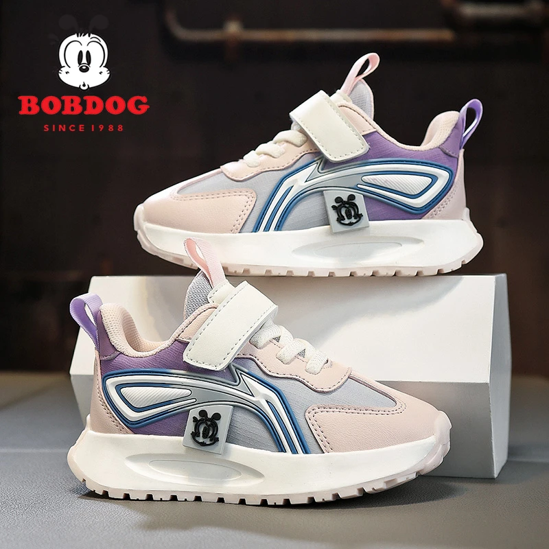 Bobdog/巴布豆2025秋冬保暖男女童鞋皮面时尚百搭中大童运动鞋