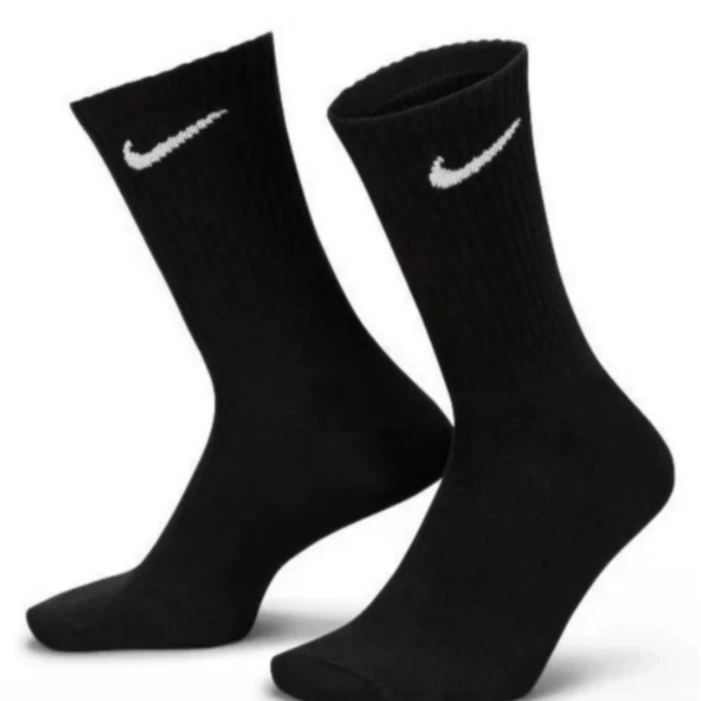 NIKE/耐克 耐克经典款中筒袜三双装黑色休闲运动袜子SX7676010
