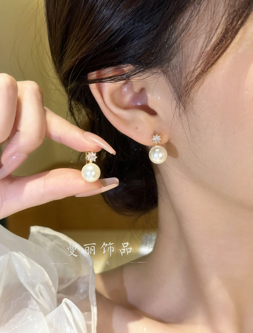 铜合金仿珍珠耳饰 24新款夏季ins风精致锆石耳扣