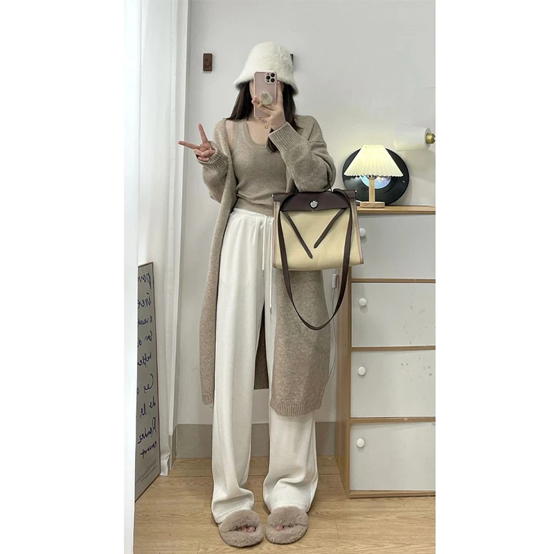 2024秋冬季高腰宽松直筒卫裤女175高个子显瘦加长版拖地休闲裤