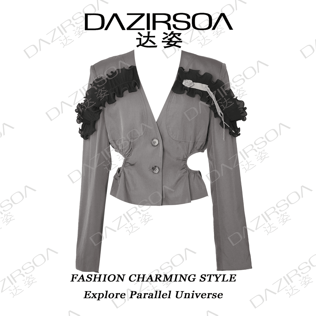 DAZIRSOA/达姿24A/W "Avant-Grade" 个性时髦拼接露腰外套 T167