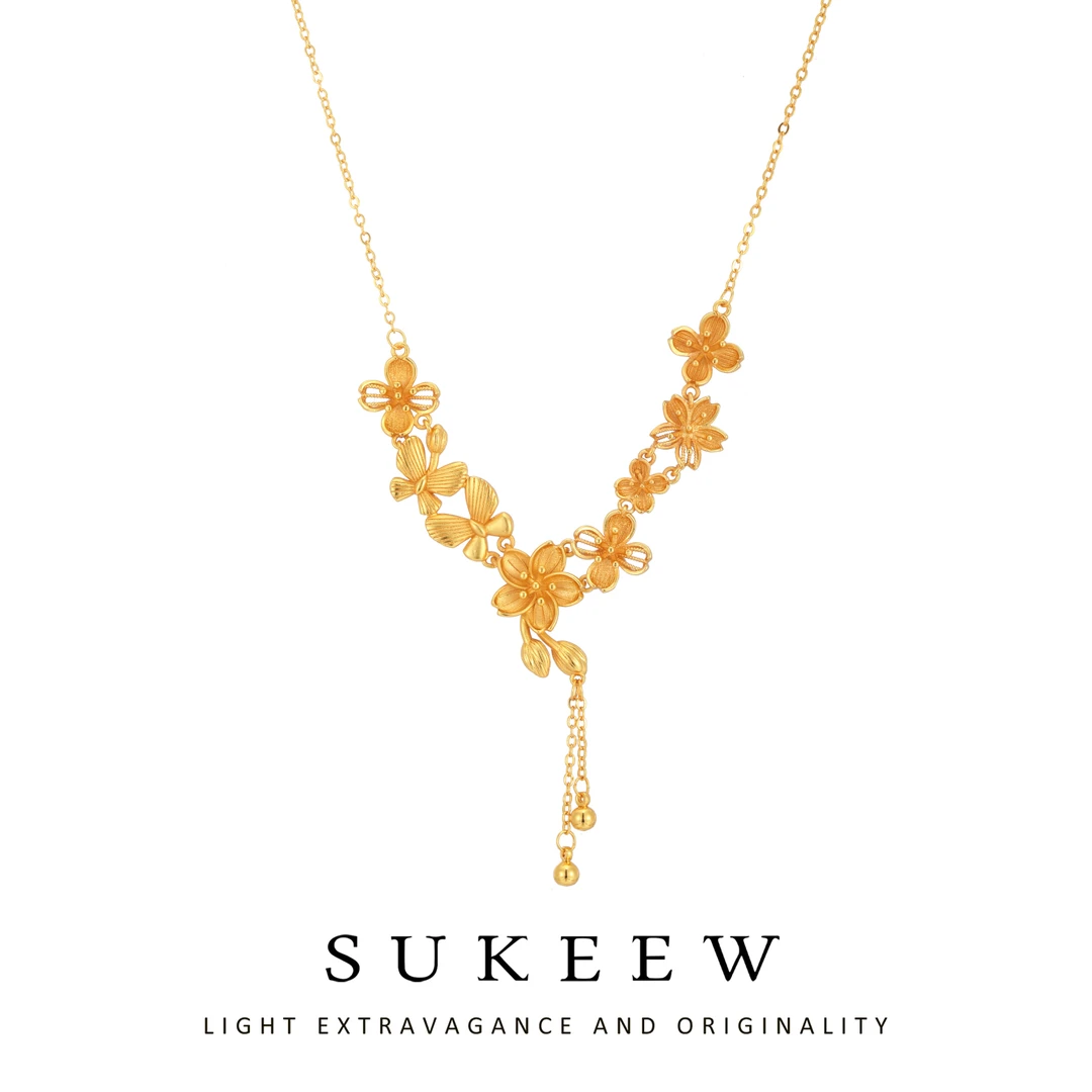 SUKEEW/酥可 镀k金 新中式繁华流苏轻奢气质项链665104