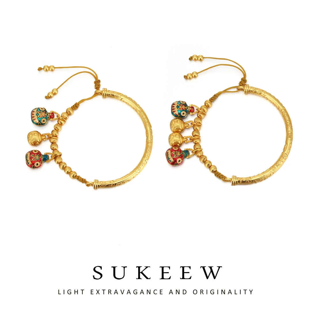 SUKEEW/酥可 铜合金手链 新中式百搭吞金兽时尚半镯手链667210