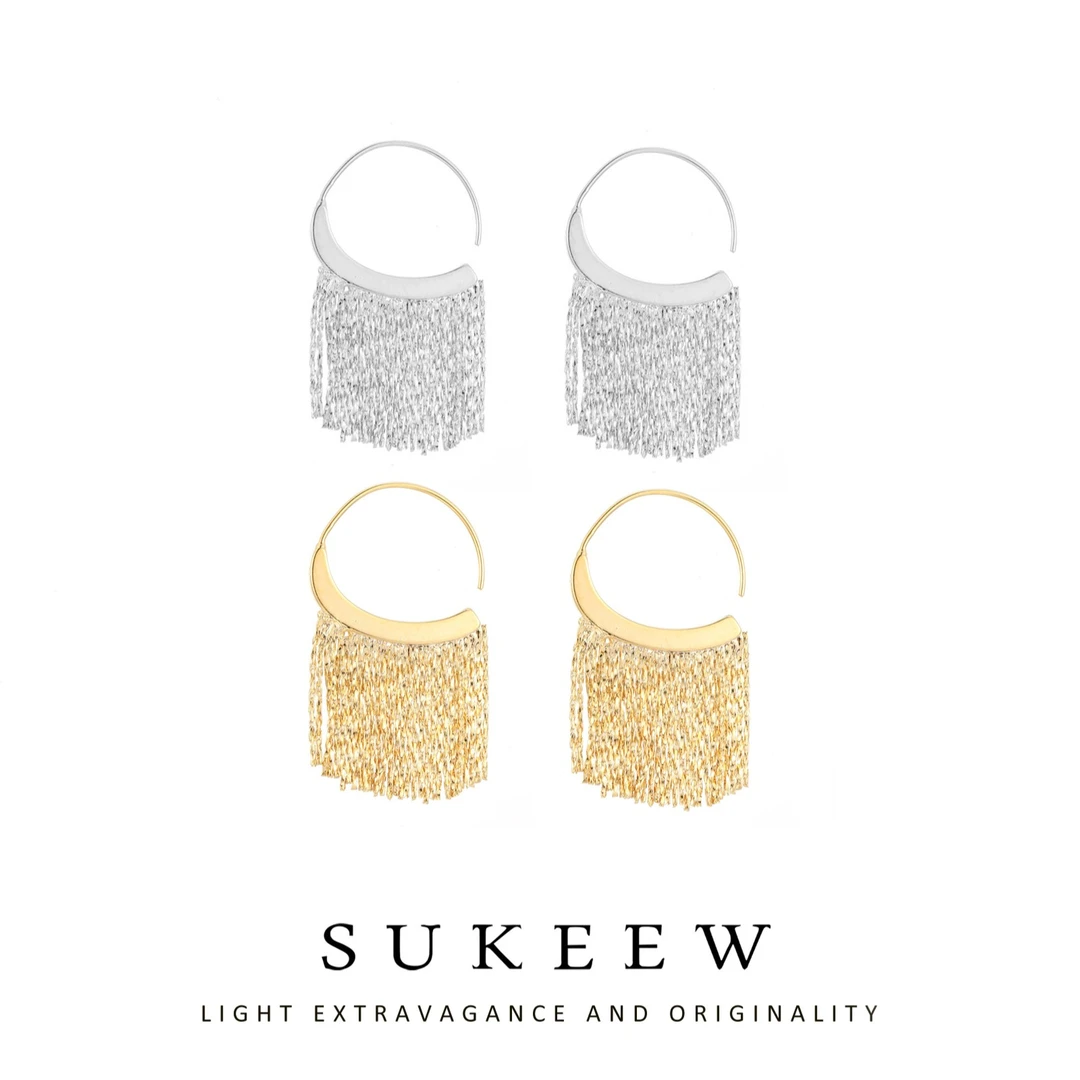 铜合金耳饰 双色流苏小草裙时尚耳环032623