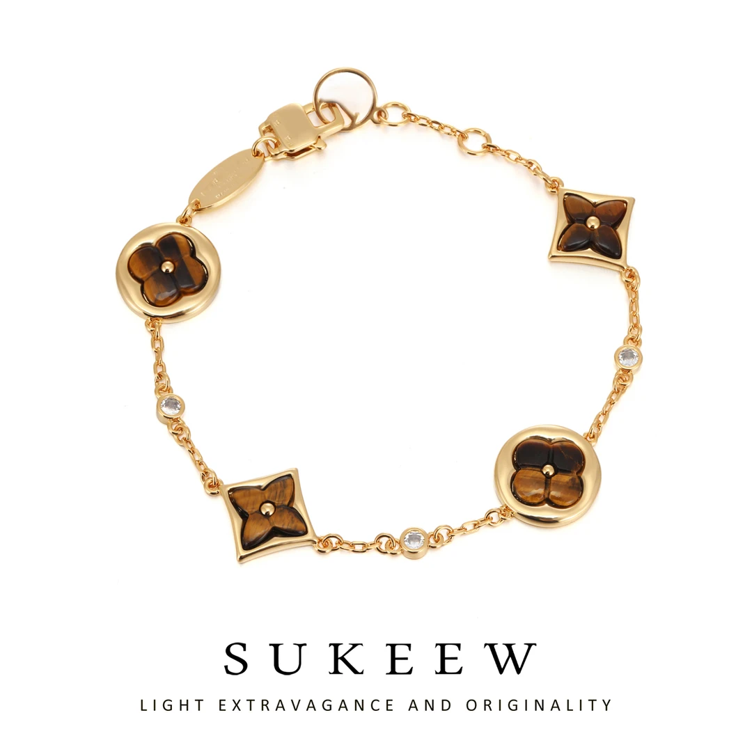 SUKEEW/酥可 铜合金手链 精致花朵美拉德经典百搭手链566223