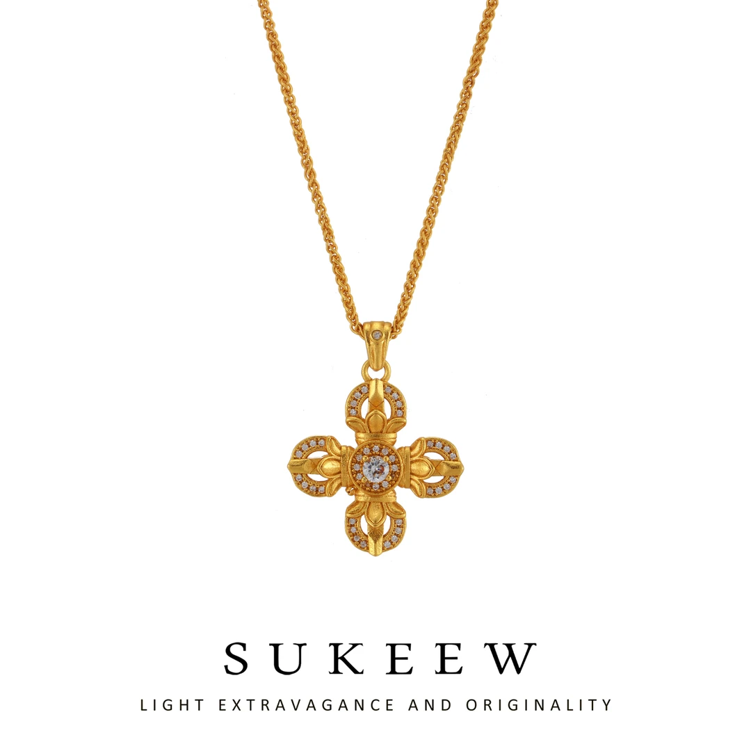 SUKEEW/酥可 铜合金项链 新中式精致十字金刚气质项链564113