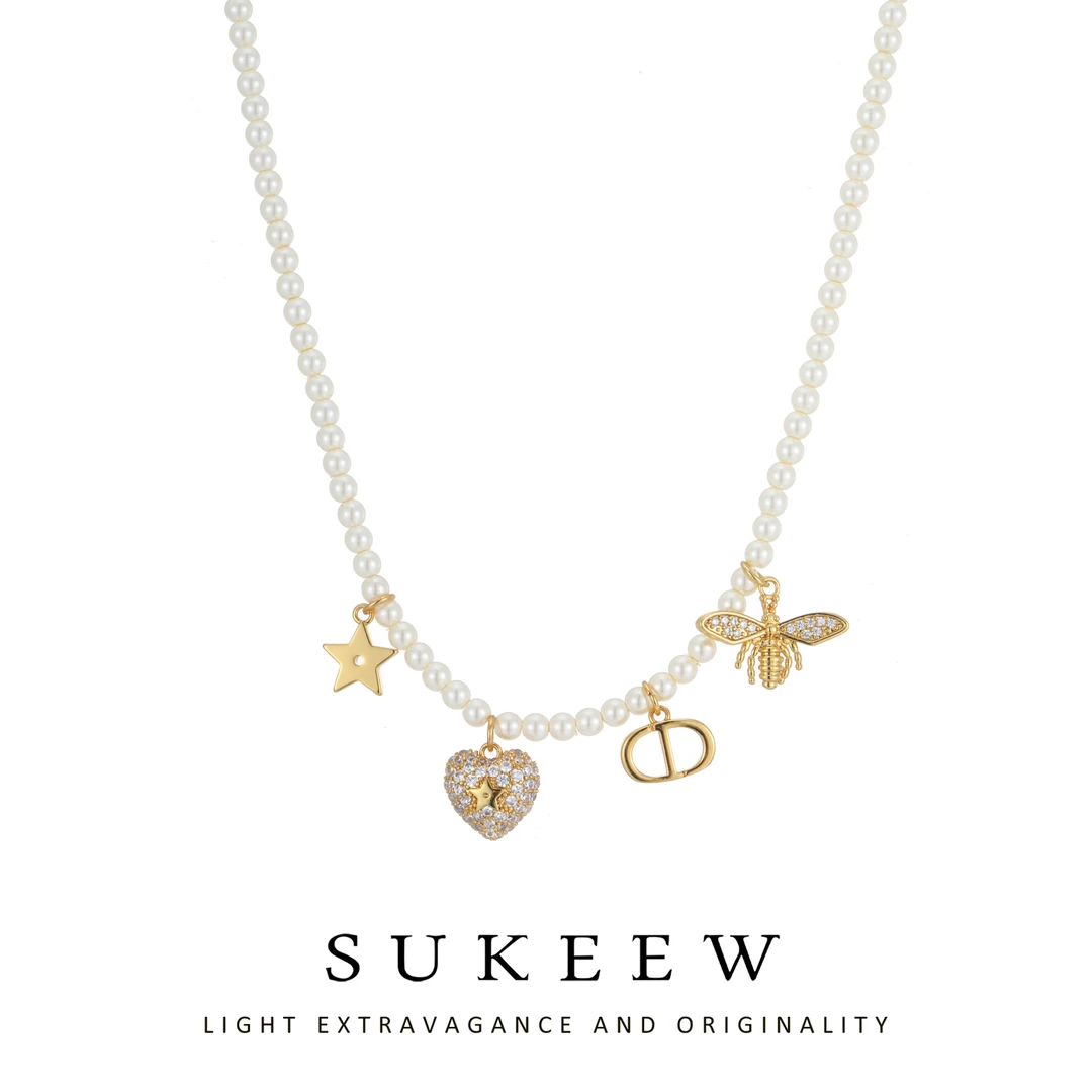 SUKEEW/酥可 铜合金项链 气质经典复古设计珠珠满串项链762027