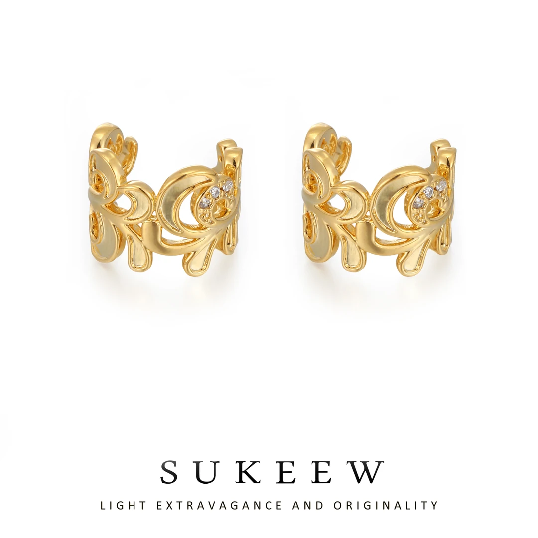 SUKEEW/酥可 铜合金耳饰 优雅轻奢花朵法式精致耳骨夹660111