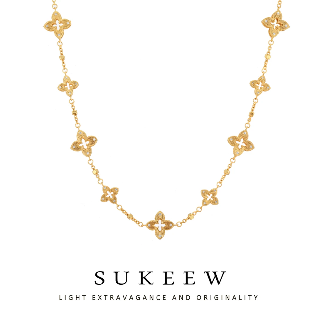 SUKEEW/酥可 铜合金项链 时尚花朵拉丝轻奢精致项链465213