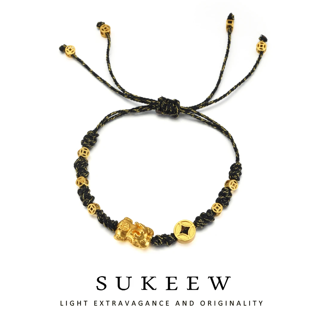 SUKEEW/酥可 铜合金布艺手链 新中式编织貔貅铜币百搭手链465220