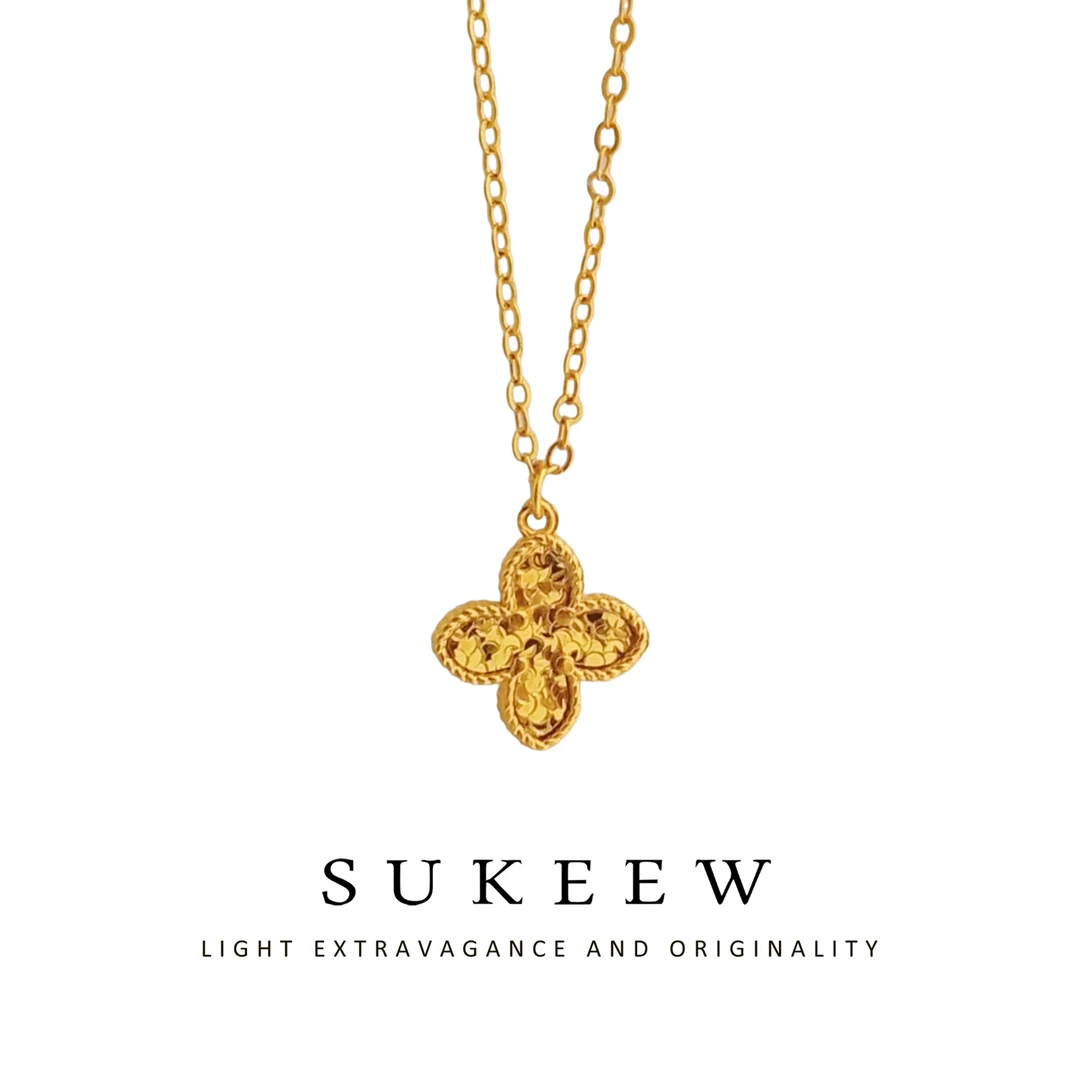 SUKEEW/酥可 镀k金 时尚花朵鳞纹气质碎冰冰项链766017