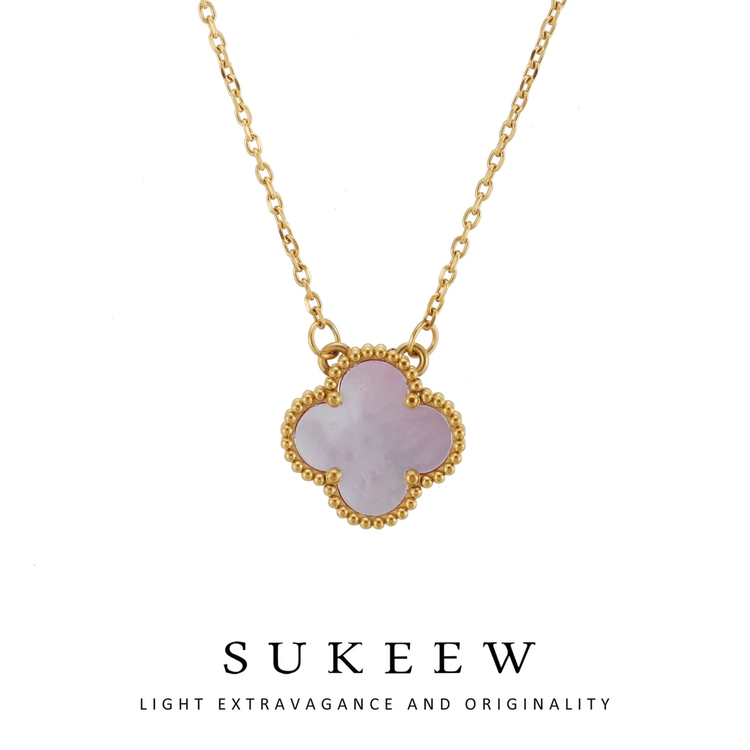 SUKEEW/酥可 铜合金项链 轻奢粉花优雅贝壳精致项链565111