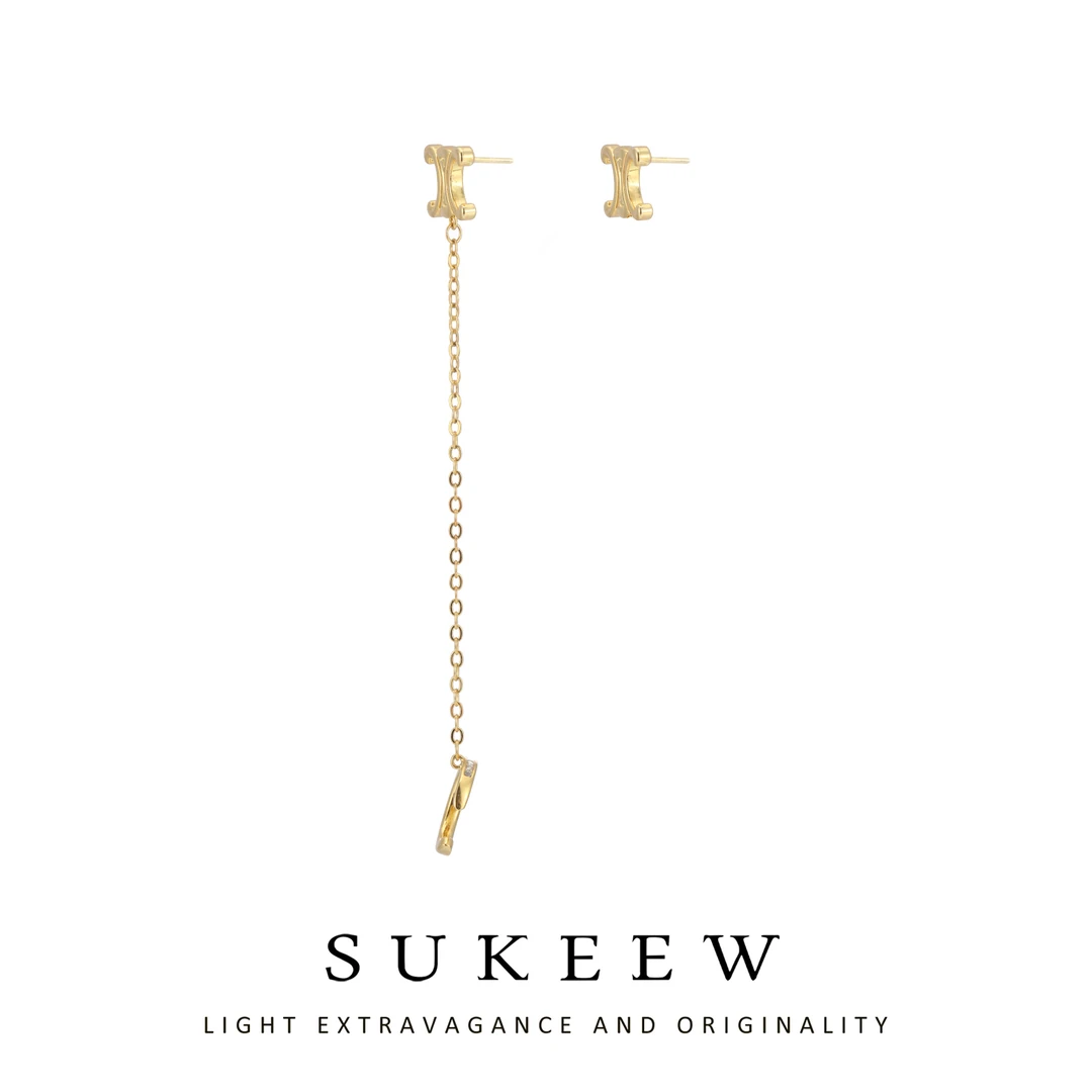 SUKEEW/酥可 铜合金耳饰 冷淡金属字母气质百搭耳环耳骨夹110801