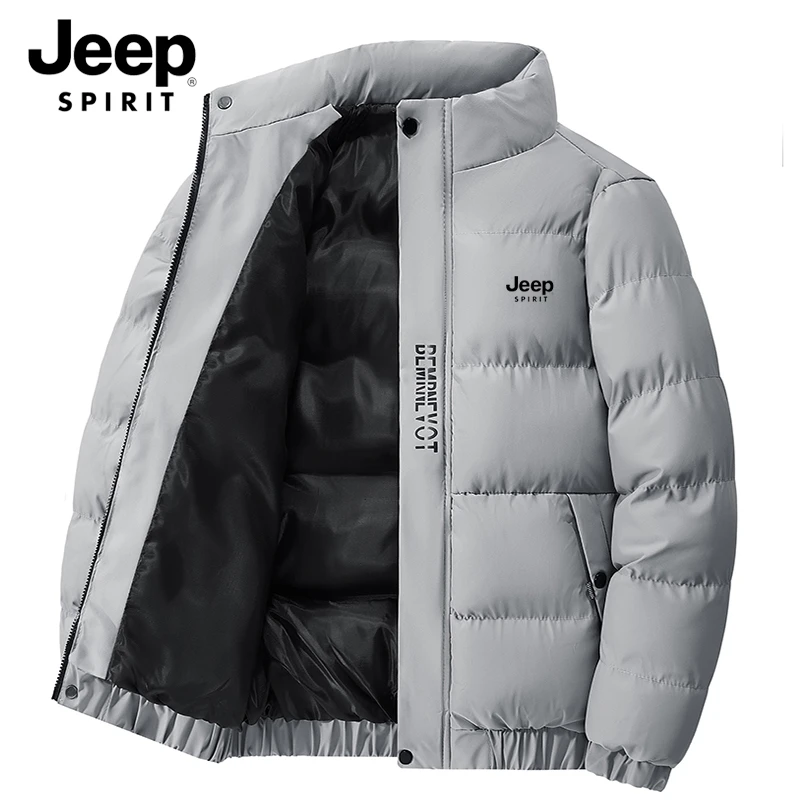 JEEPSPIRIT吉普棉衣男冬季加厚保暖立领棉服中青年宽松短款棉袄潮